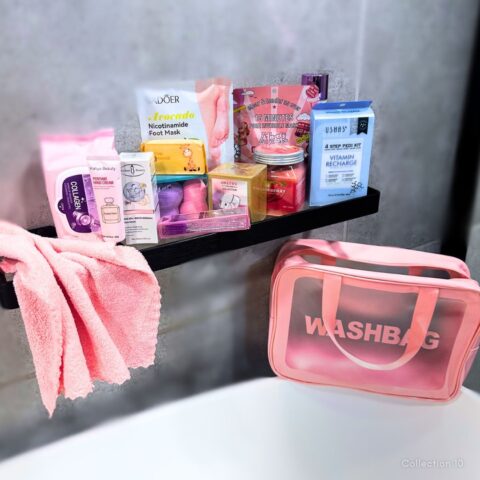 The Luxe Ladies’ Collection Collection 10 featuring a luxury bag, face masks, hand cream, exfoliating serum, beauty sponges, perfume, body scrub, foot mask, pedi kit and body mist.