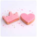 Yummy Treats Turkish & Rose Cookies featuring pretty pink icing in heart and crown shapes, perfect for birthdays, princess-themed parties and special celebrations.