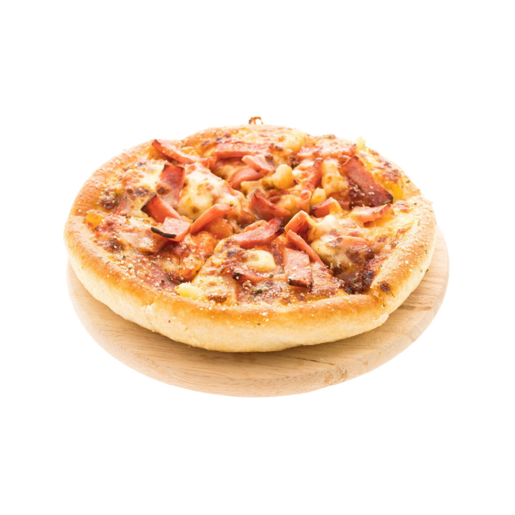 Party Bites Mini Pizza x 2 topped with tomato sauce, melted cheese and assorted pizza toppings on golden crusts.