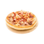 Party Bites Mini Pizza x 2 topped with tomato sauce, melted cheese and assorted pizza toppings on golden crusts.