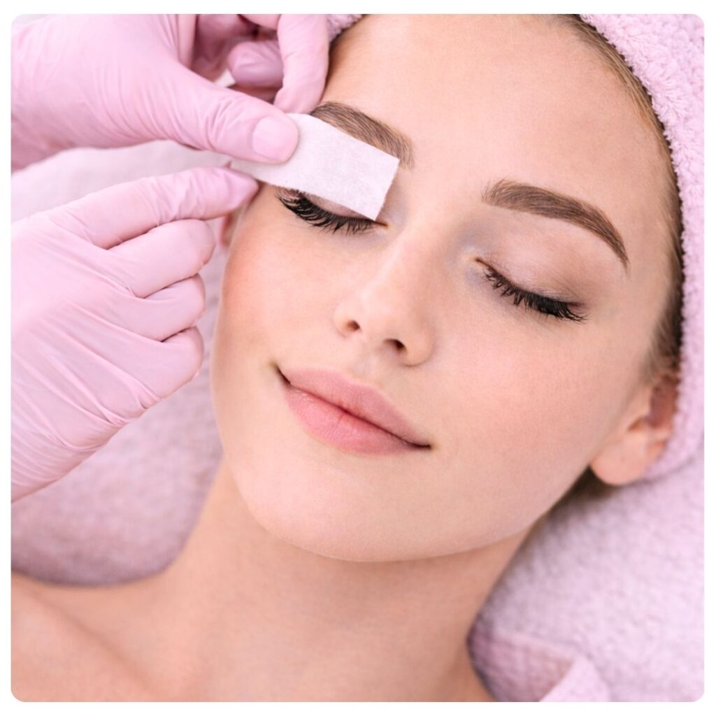 Wax Brow treatment at The Cupcake Lounge, featuring professional eyebrow waxing to remove unwanted hairs and create neat, naturally defined brows.