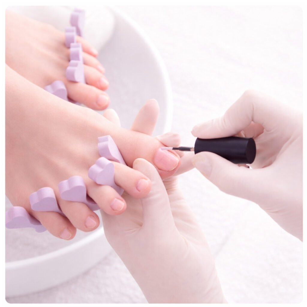 Cutex Toes treatment at The Cupcake Lounge, featuring professional toenail shaping and classic Cutex nail polish for neat, beautifully groomed toes.