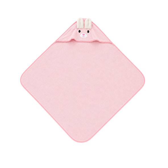 Bunny Bliss Hooded Baby Towel – Pink Bunny Design 114cm x 112cm Bunny Bliss Hooded Baby Towel in pink with an adorable bunny face and ears, measuring 114 cm x 112 cm.