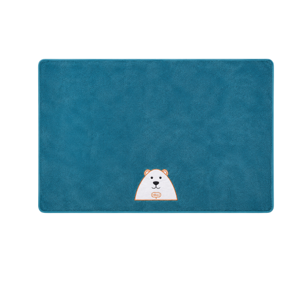 Little Bear Baby Towel in blue with cute bear detail, measuring 110 cm x 105 cm.