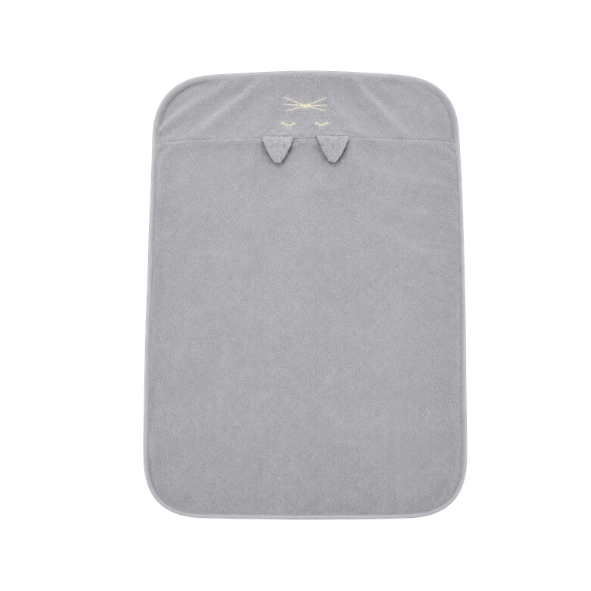 Little Kitty Baby Towel in soft grey with a cute kitty-inspired design.
